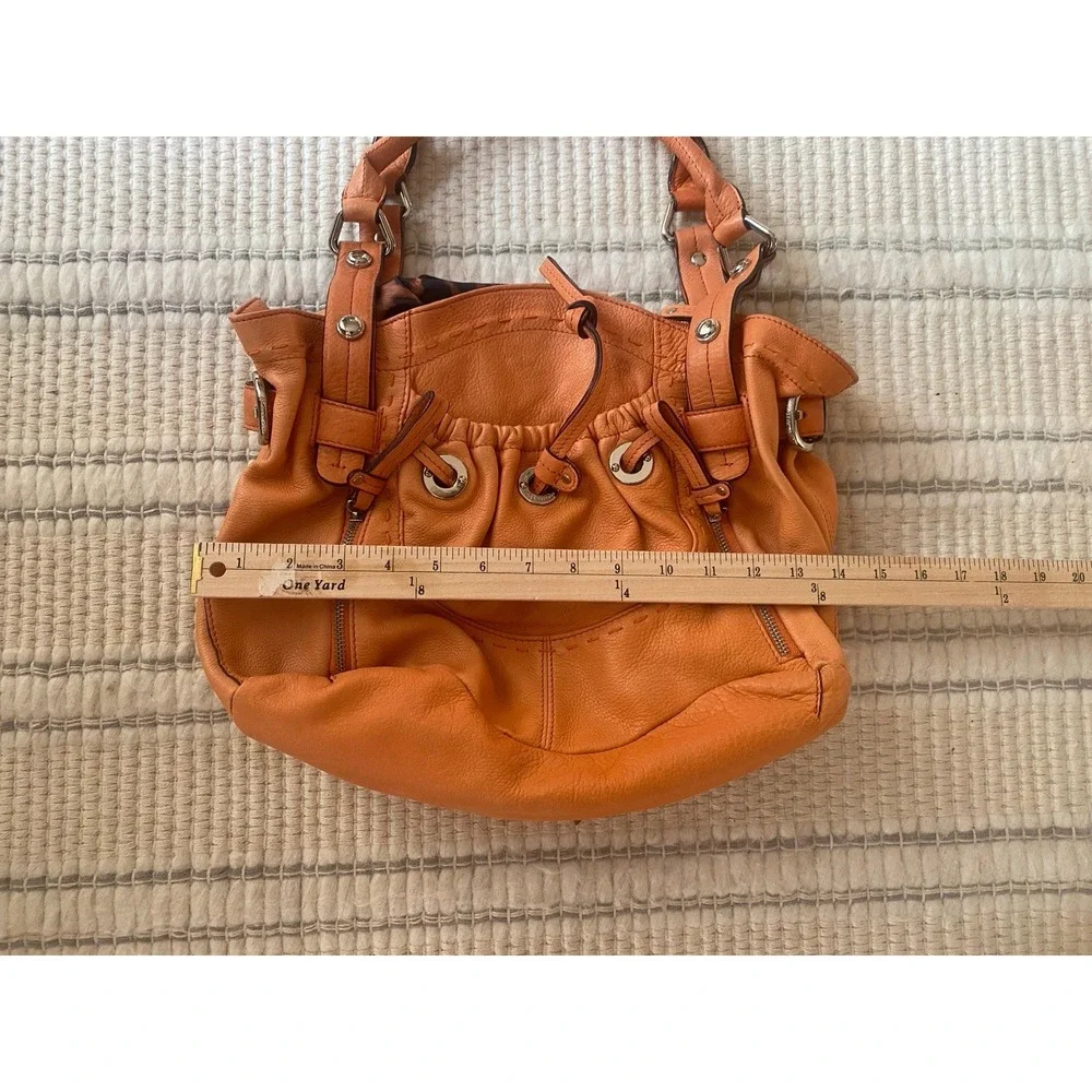 B Makowsky Leather Shoulder Hobo Bag Burnt Orange